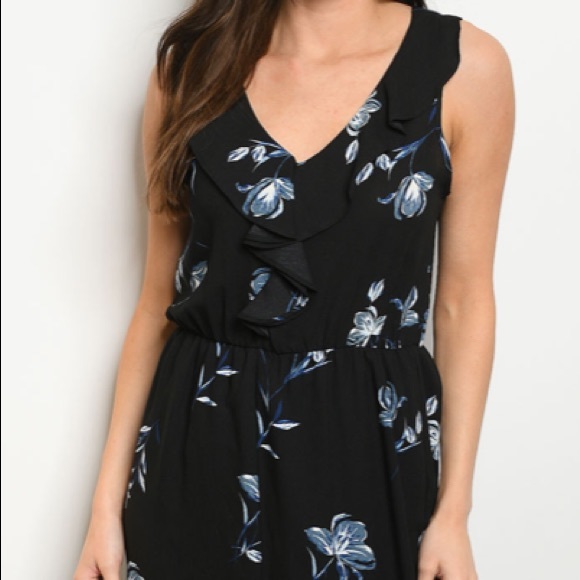Black Floral Maxi Dress S-M - Picture 3 of 5